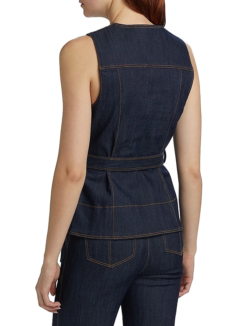 Reenee Denim Tie-Waist Vest