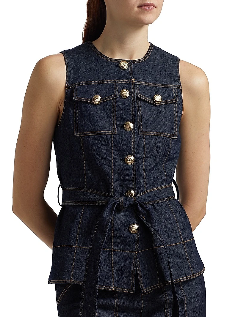 Reenee Denim Tie-Waist Vest