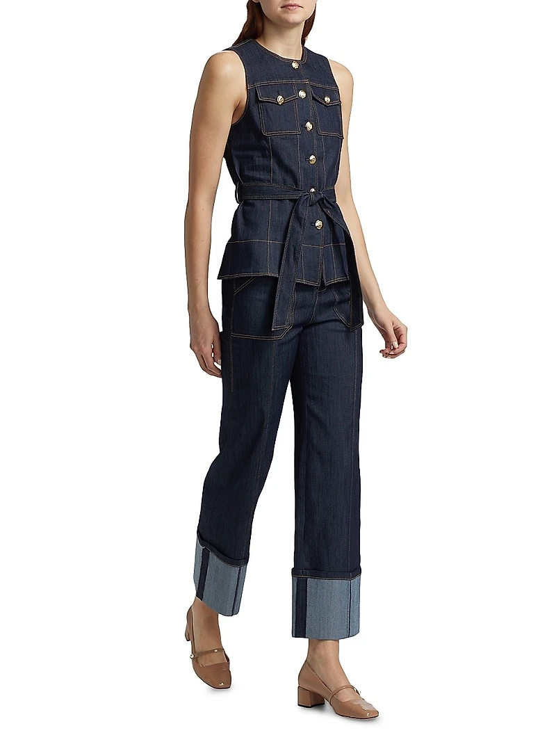 Reenee Denim Tie-Waist Vest