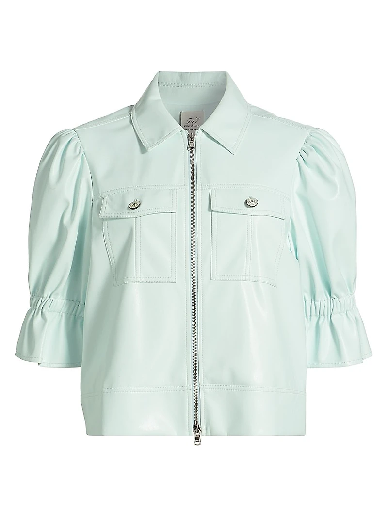 Holly Vegan Leather Puff Sleeve Jacket