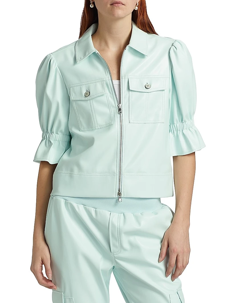Holly Vegan Leather Puff Sleeve Jacket