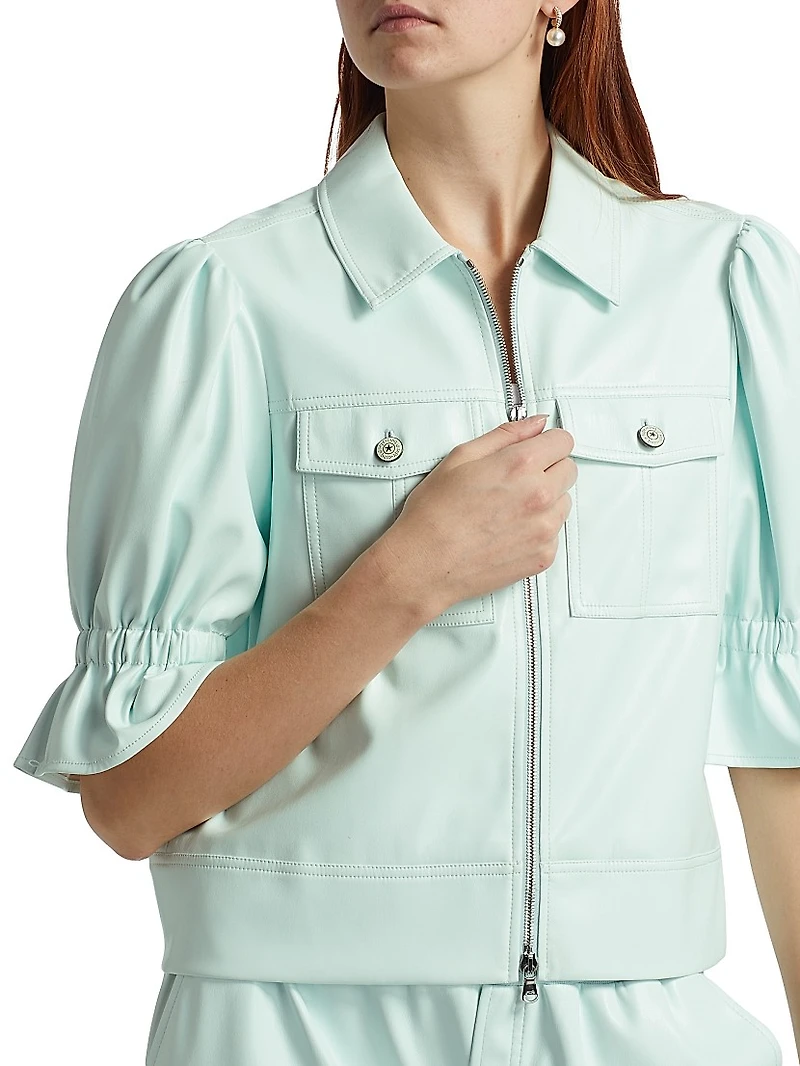 Holly Vegan Leather Puff Sleeve Jacket