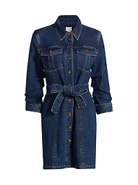 Clea Belted Denim Mini-Shirtdress