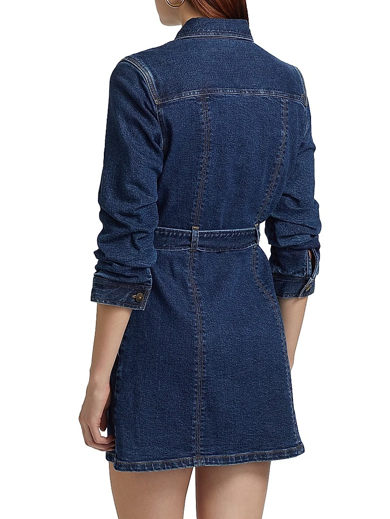 Clea Belted Denim Mini-Shirtdress