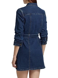 Clea Belted Denim Mini-Shirtdress