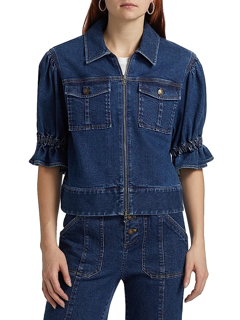 Holly Puff-Sleeve Denim Jacket