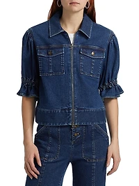 Holly Puff-Sleeve Denim Jacket