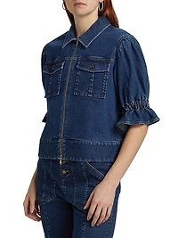Holly Puff-Sleeve Denim Jacket