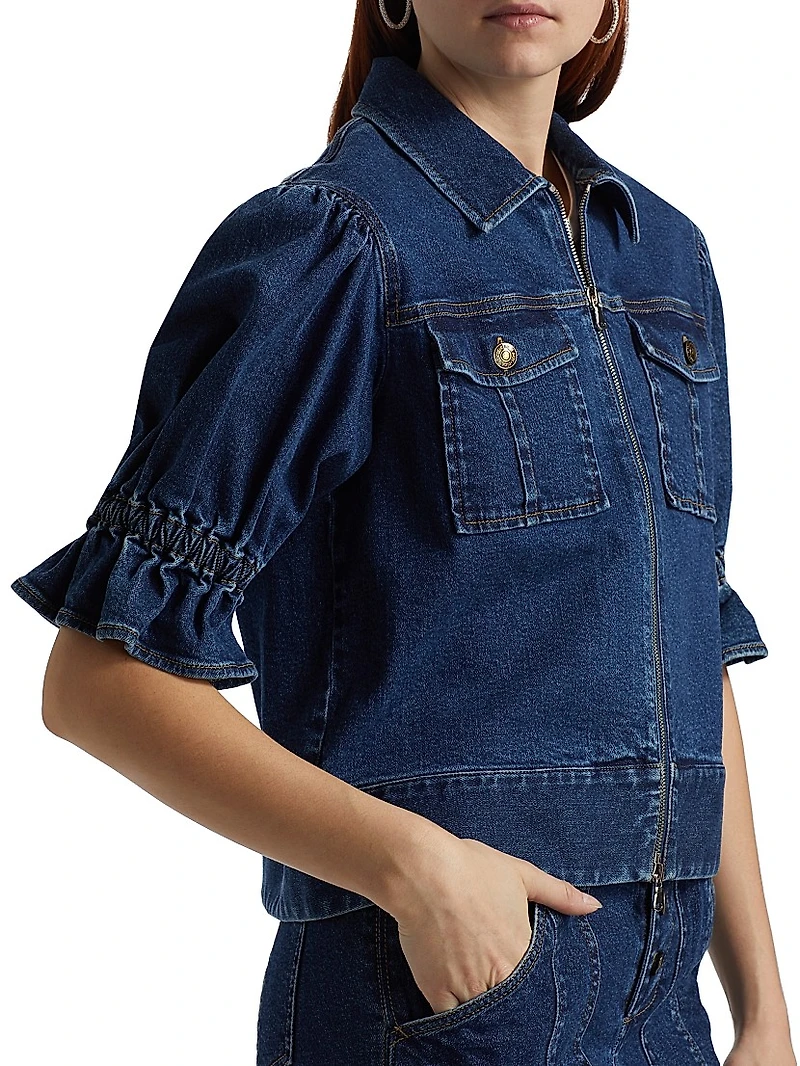 Holly Puff-Sleeve Denim Jacket