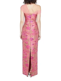 Beverly Draped Floral Column Gown