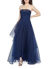 Aubrey Beaded Organza Strapless Gown