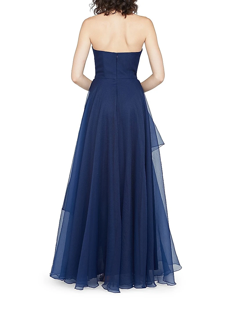 Aubrey Beaded Organza Strapless Gown