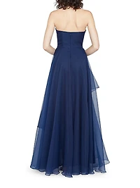 Aubrey Beaded Organza Strapless Gown