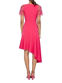 Jazlyn Embroidered Flutter-Sleeve Cocktail Dress