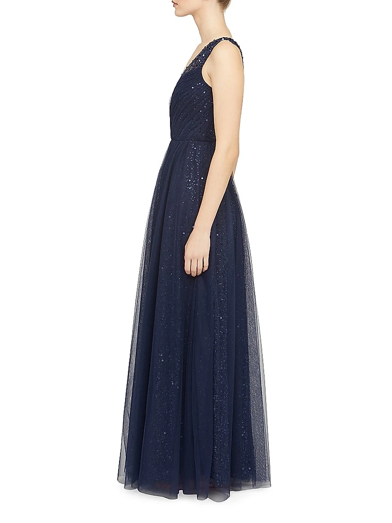 Kiana Beaded V-Neck A-Line Gown
