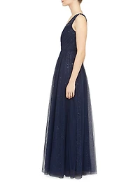 Kiana Beaded V-Neck A-Line Gown