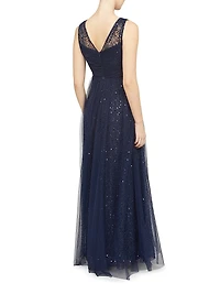 Kiana Beaded V-Neck A-Line Gown