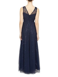 Kiana Beaded V-Neck A-Line Gown