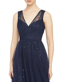 Kiana Beaded V-Neck A-Line Gown