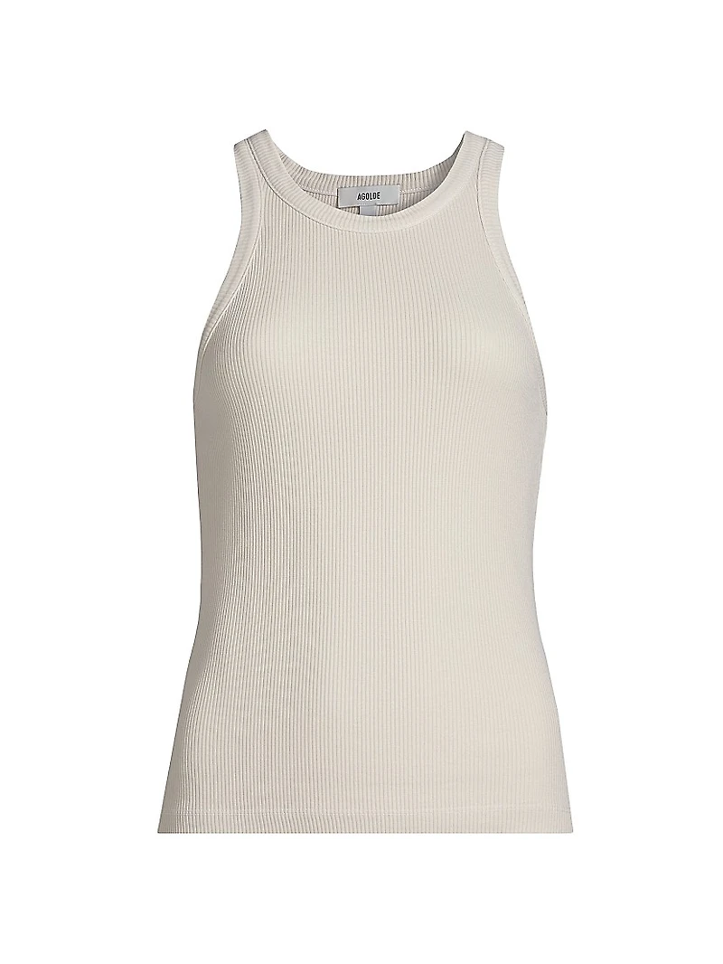 Rayne High-Neck Rib-Knit Tank