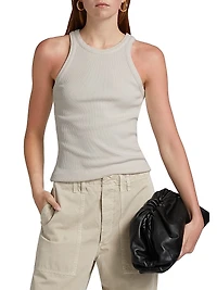 Rayne High-Neck Rib-Knit Tank