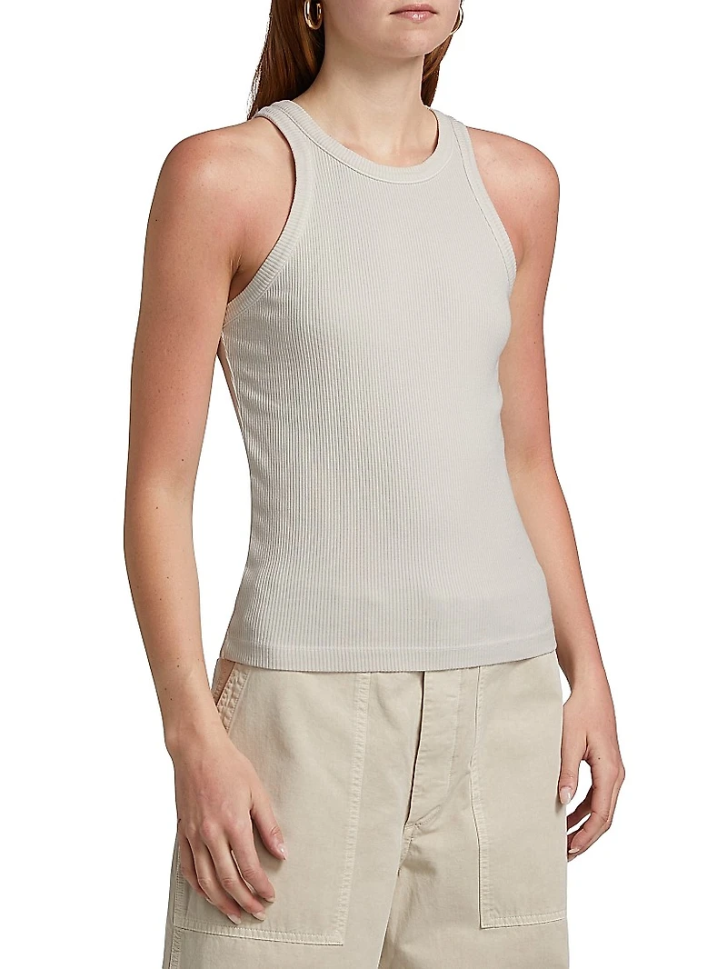 Rayne High-Neck Rib-Knit Tank