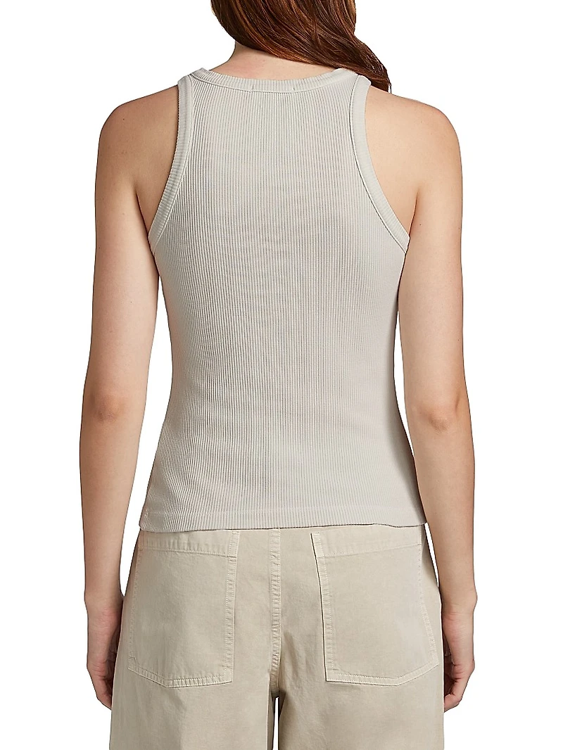 Rayne High-Neck Rib-Knit Tank