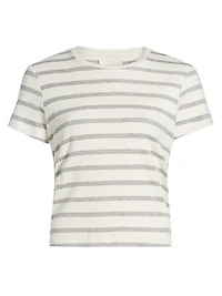 Kyle Striped Cotton-Blend Cropped T-Shirt