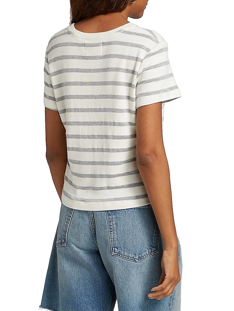 Kyle Striped Cotton-Blend Cropped T-Shirt