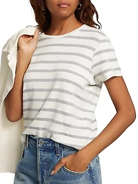 Kyle Striped Cotton-Blend Cropped T-Shirt