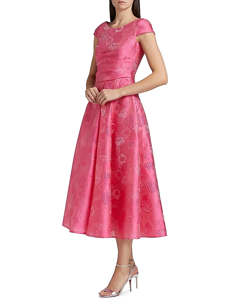 Floral Jacquard Midi-Dress