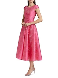 Floral Jacquard Midi-Dress