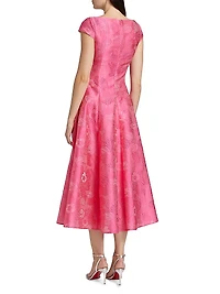 Floral Jacquard Midi-Dress