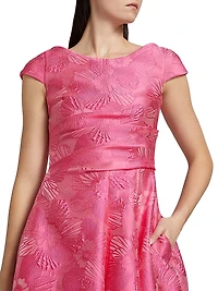 Floral Jacquard Midi-Dress