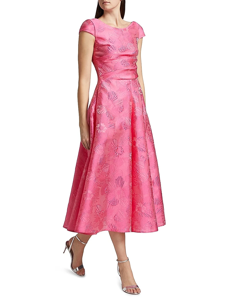 Floral Jacquard Midi-Dress