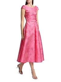 Floral Jacquard Midi-Dress