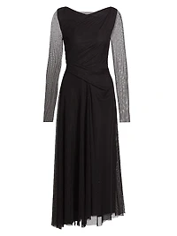 Tulle Ruched Midi-Dress