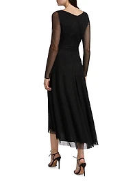 Tulle Ruched Midi-Dress