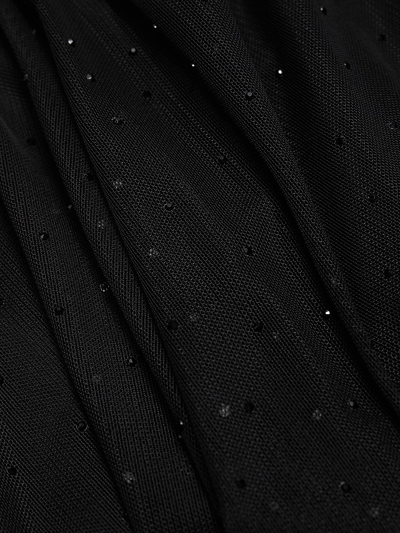 Tulle Ruched Midi-Dress