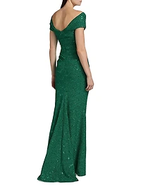 Sequined Metallic Jersey Gown