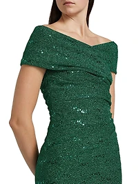 Sequined Metallic Jersey Gown