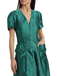 Floral Jacquard A-Line Gown