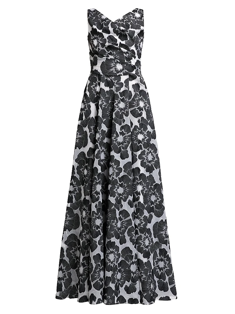 Graphic Floral Fit & Flare Gown