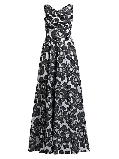 Graphic Floral Fit & Flare Gown