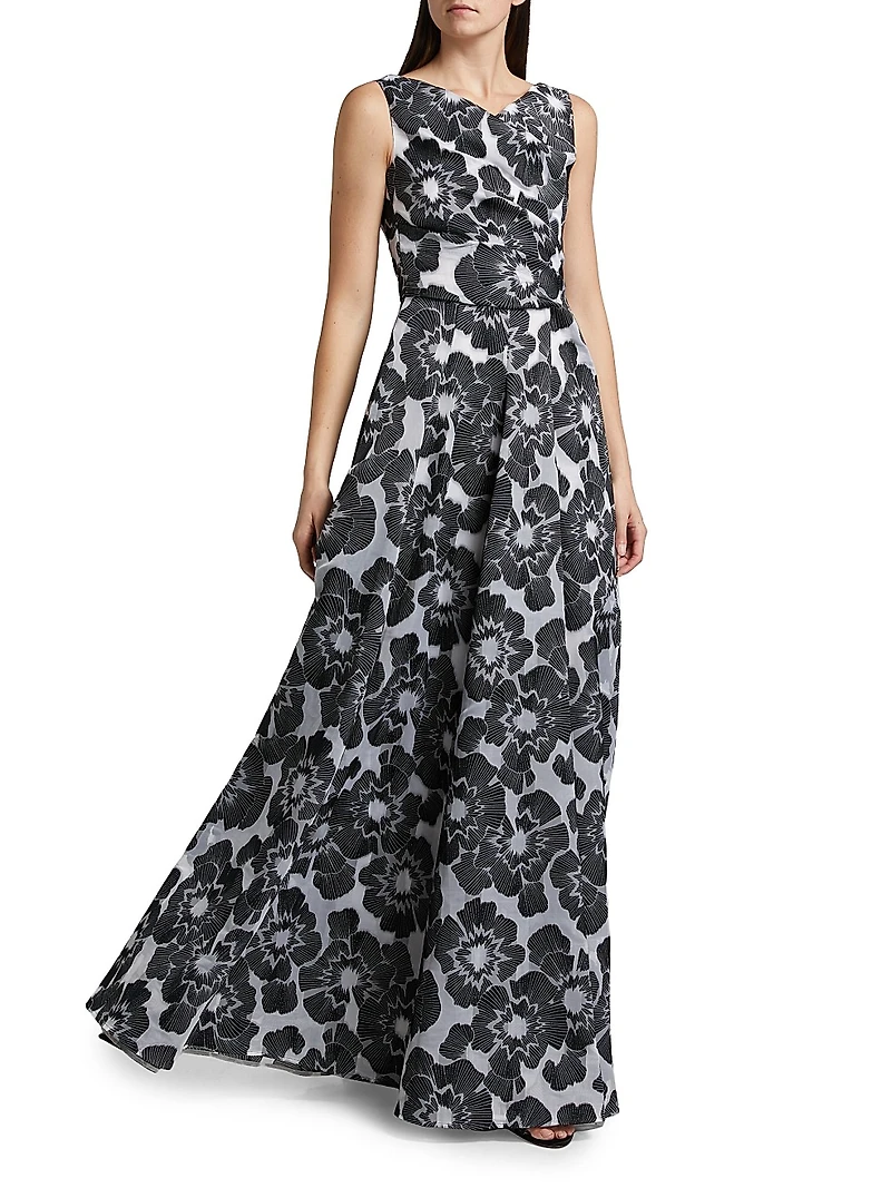 Graphic Floral Fit & Flare Gown