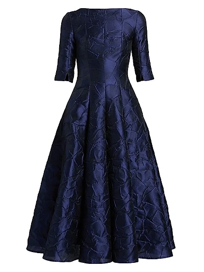 Jacquard Fit & Flare Cocktail Dress