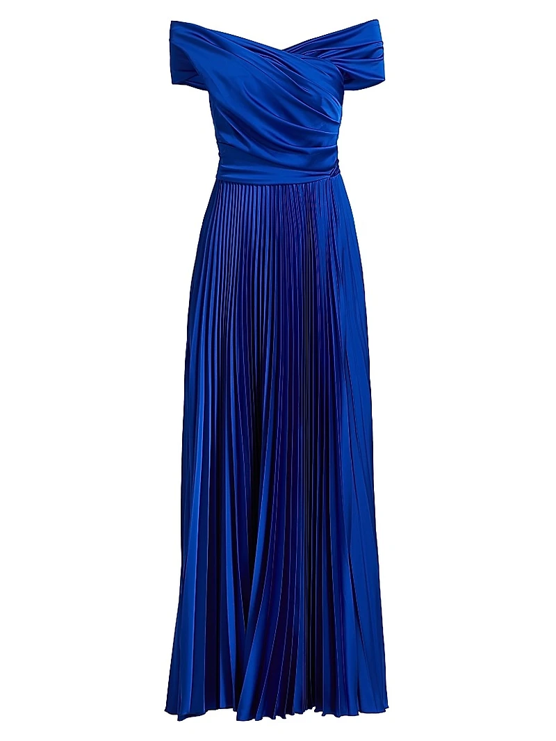 Off-the-Shoulder Pleated Gown