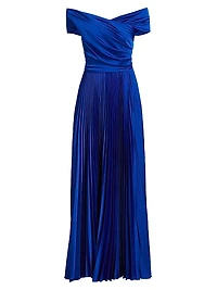 Off-the-Shoulder Pleated Gown