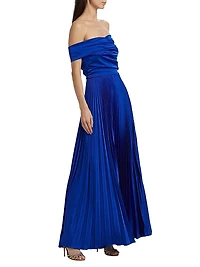 Off-the-Shoulder Pleated Gown