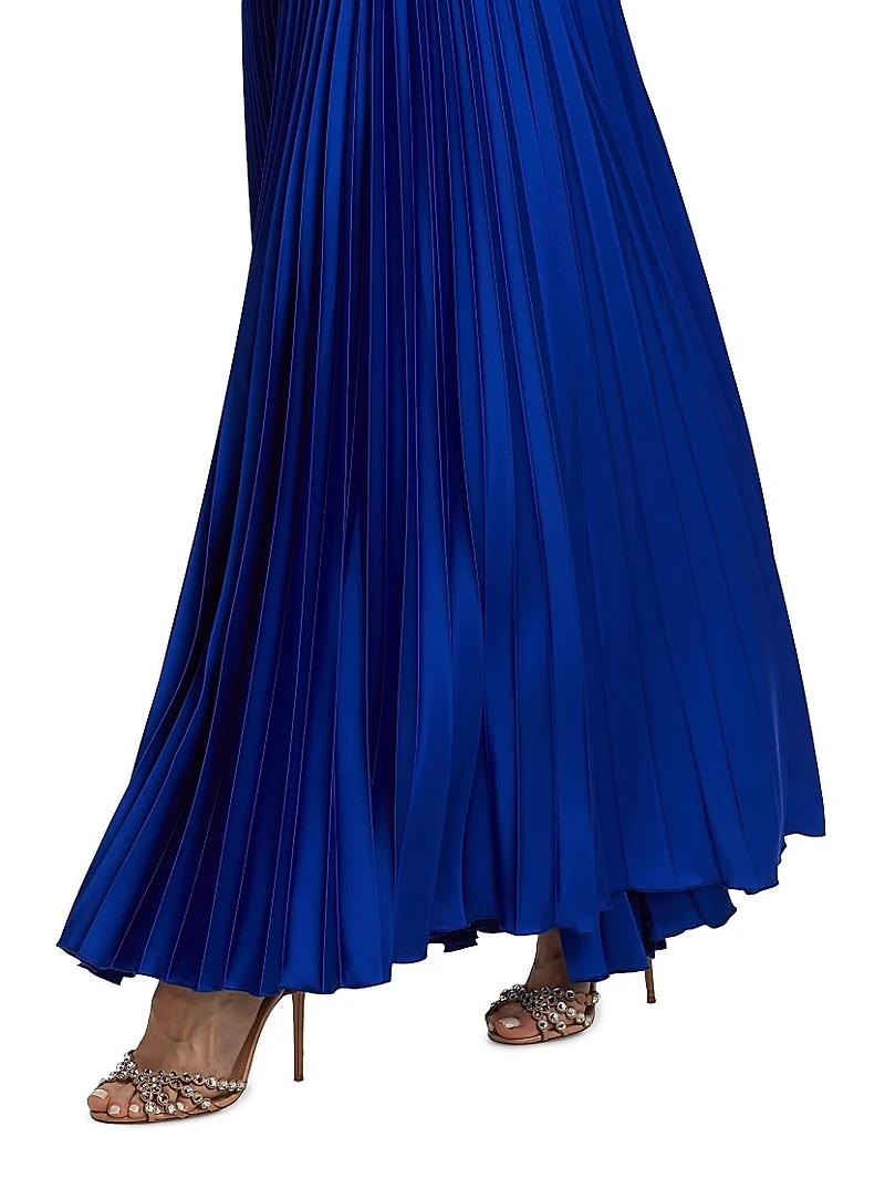 Off-the-Shoulder Pleated Gown